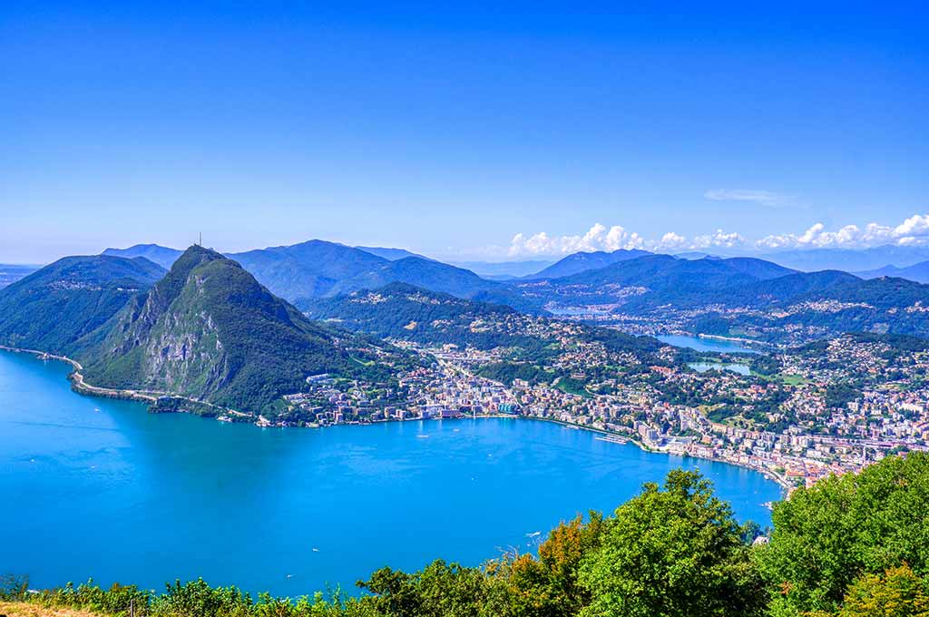 Vista panoramica di Lugano e del Lago Ceresio